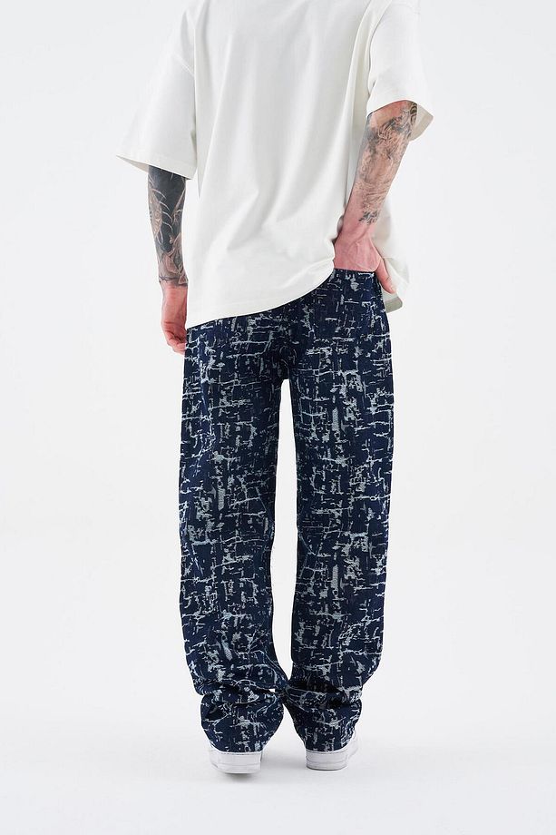 Erkek Patterned And Textured Jean Mavi - 4