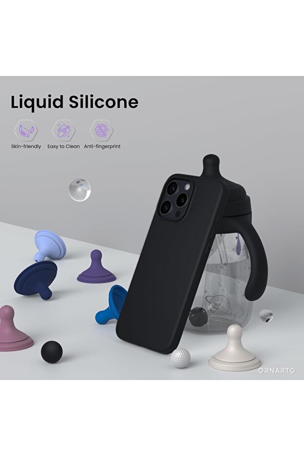 جراب سيليكون لهاتف iPhone 16 Pro، ناعم الملمس، مضاد للخدش، بطانة من الألياف الدقيقة، مقاوم للصدمات، جراب رفيع واقٍ - 3