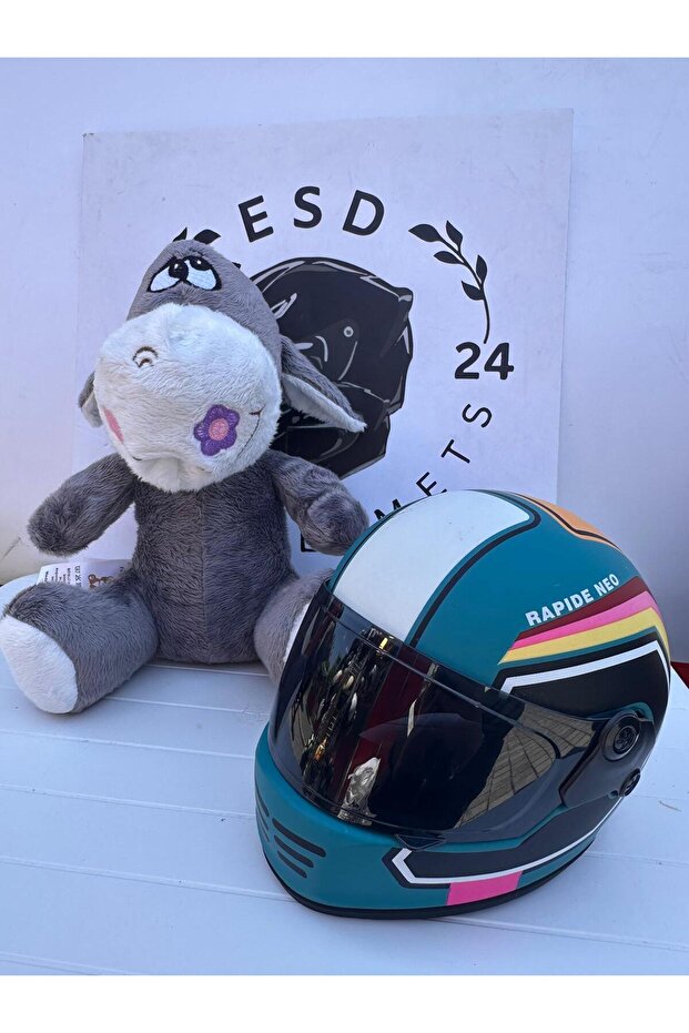 Sevimli Peluş Eşek Oyuncak + Mini Kask Kombini