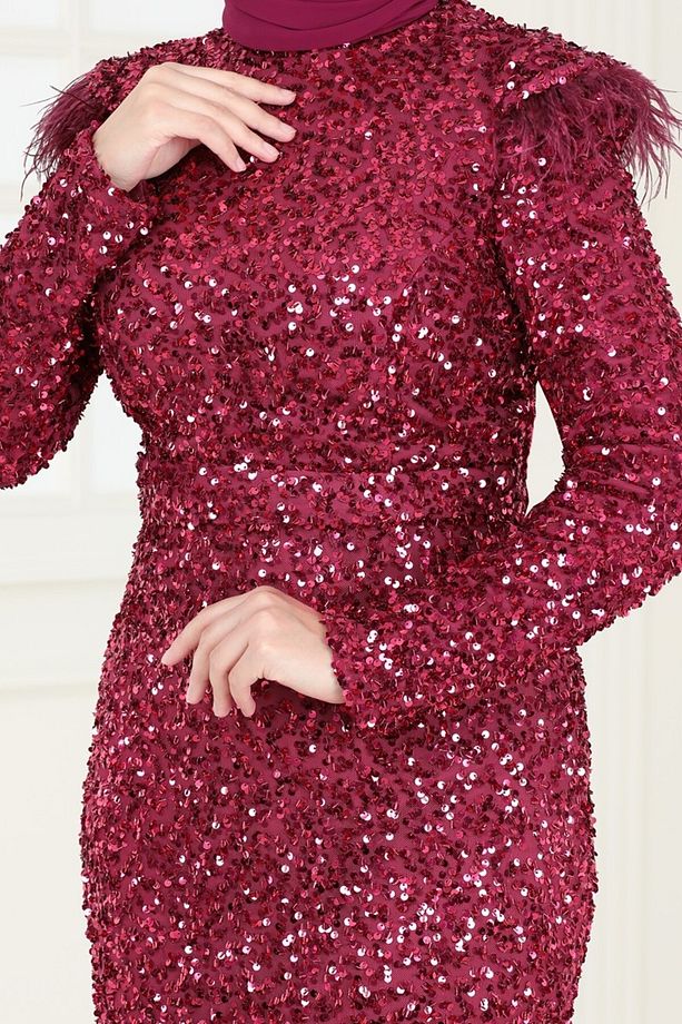 SUAL Pul Payet Detaylı Abiye 4762D170 Bordo - 3