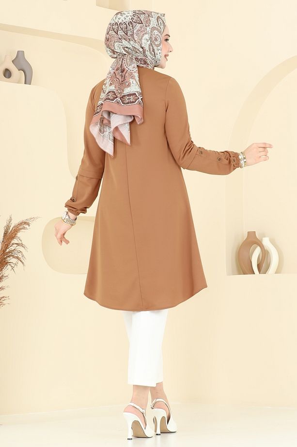 Aksesuar Düğmeli Tunik 1799MH427 Taba - 3