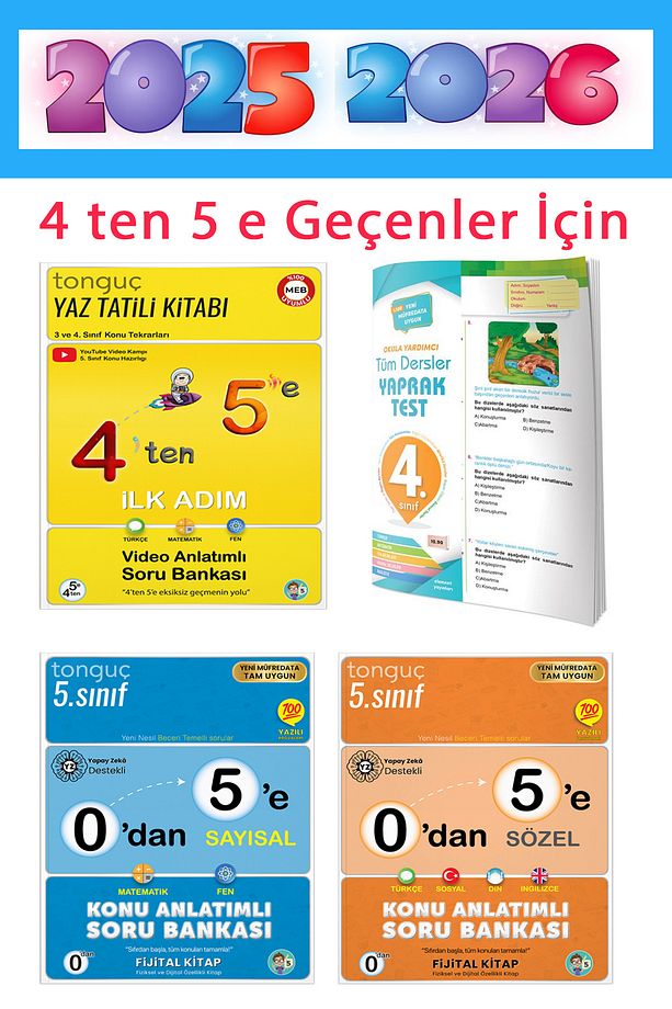 5. Sınıf 4'ten 5'e Hazırlık Seti (3kitap) + 4. Sınıf Tüm Dersler Yaprak Test - 3