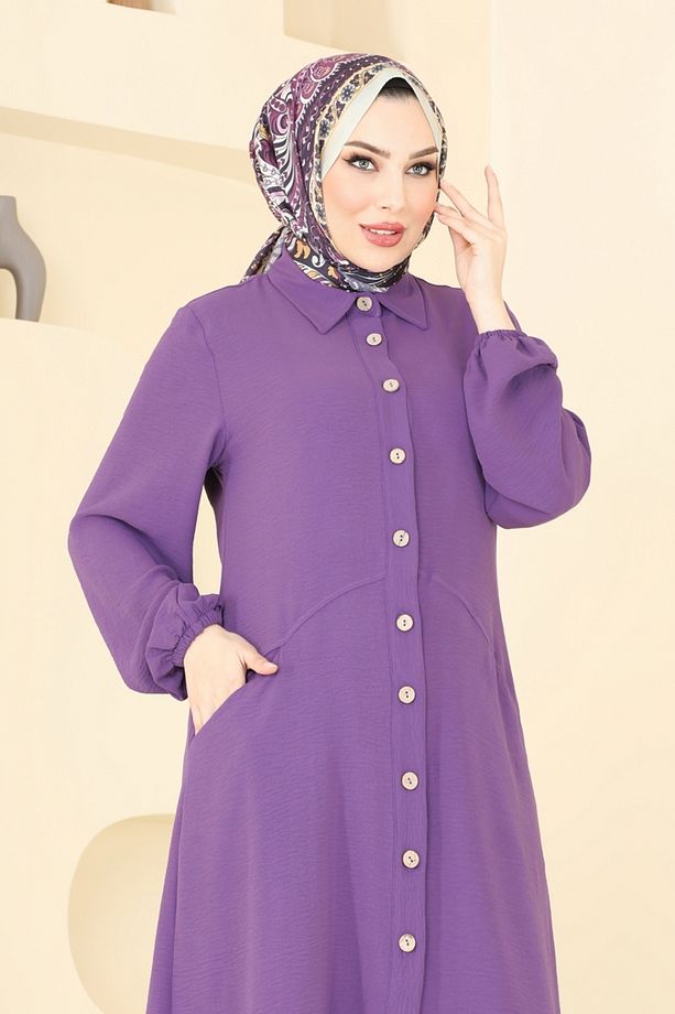 Cep Detaylı Tunik Kap 1250BM387 Koyu Lila - 3