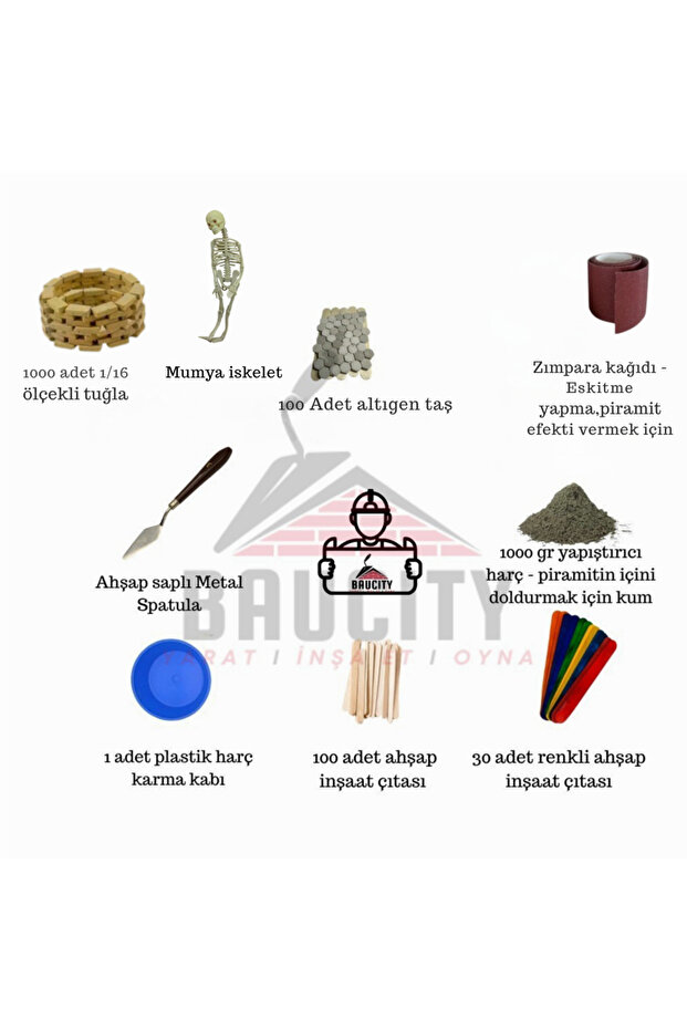 Minyatür Piramit İnşaat Seti | El Yapımı Maket & Dekoratif & Mini sarı tuğlalar - 2