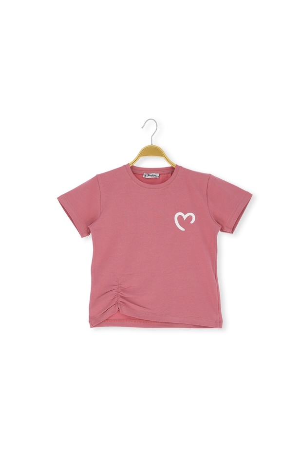 Atabay 105-05-25 Girls Tshirt Heart Printed 4/12 Years