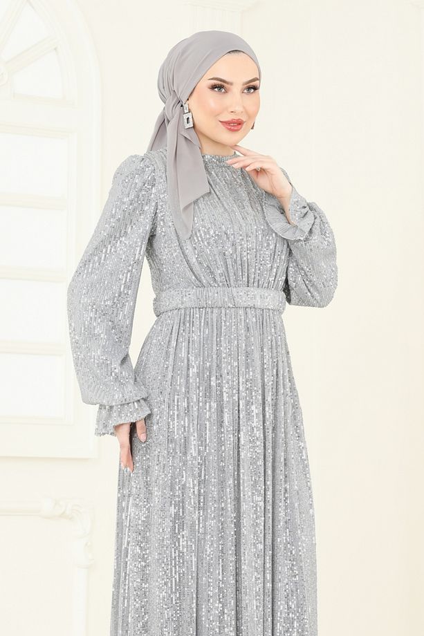 Pul Payet İşlemeli Abiye 5680EDF311 Gümüş - 3