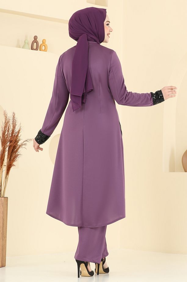 Kolyeli Pul Payet Takım 4559ASMK1074 Lila - 4