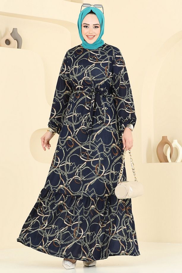 Zincir Desenli Helen Elbise 4086PM271 Laci - 5