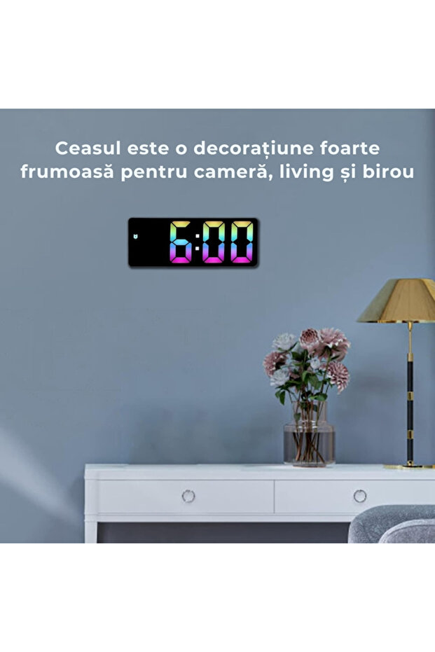 VarioShop® Electronic Alarm Clock, RGB LED Lighting, Time Display, Temperature, 12 Hour Format - 7