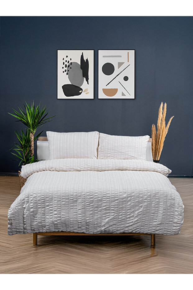 Buldan Natural Pod Patterned Double Duvet Cover Set 200X220