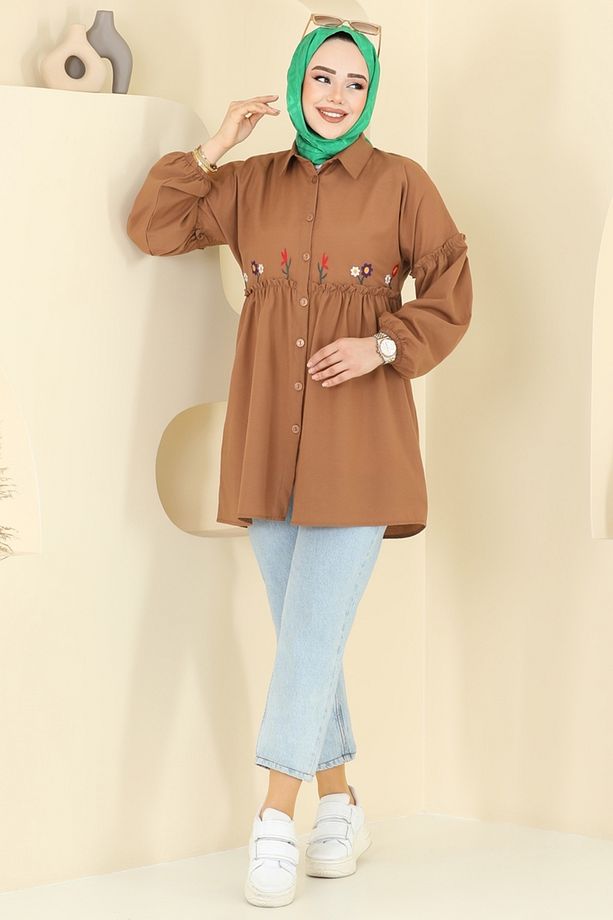 Nakış İşlemeli Tunik 4060ASN888 Kahve - 5