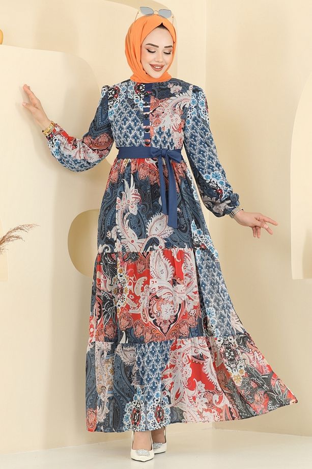 Etnik Desen Şifon Elbise 5297AL357 Laci - 2