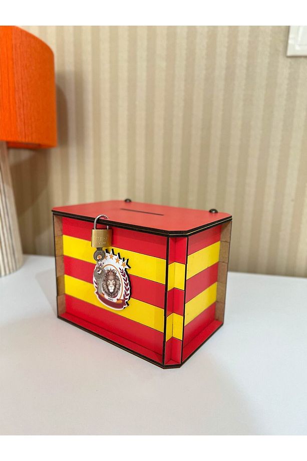Kumbara - Parabox Ahşap Tip Box Taraftar (SARI-KIRMIZI) - 1
