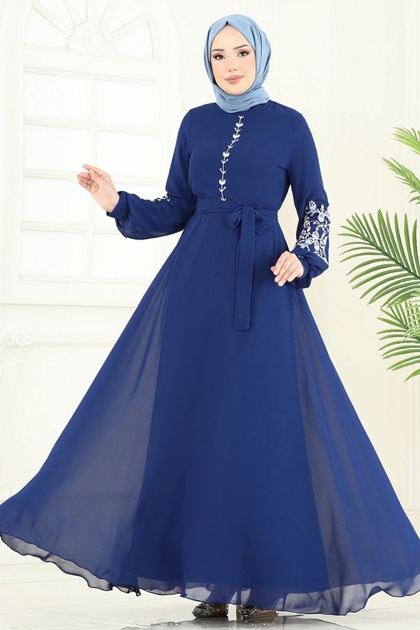 Nakış İşlemeli Şifon Elbise 8022AB368 Laci - 2