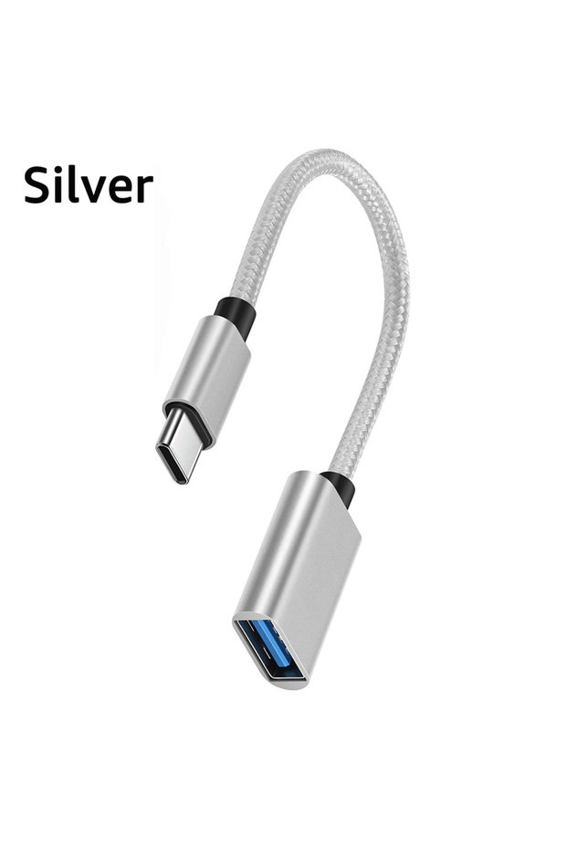 محول OTG من النوع C فضي اللون، كابل تمديد من النوع C إلى USB، كابل محول من USB C ذكر إلى USB 3.0 أنثى