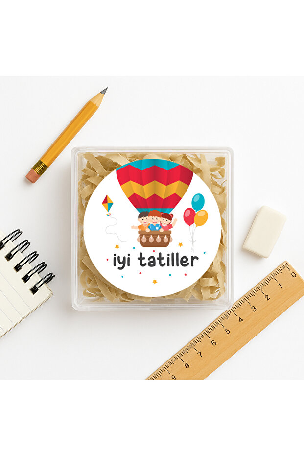 Happy Holidays B Printed Adhesive Sticker 4 cm Round 24 Pieces, Teach Preschool Gift Package Label