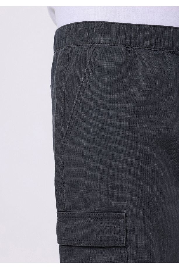 Regular Fit Orta Bel Düz Erkek Antrasit Şort - 5