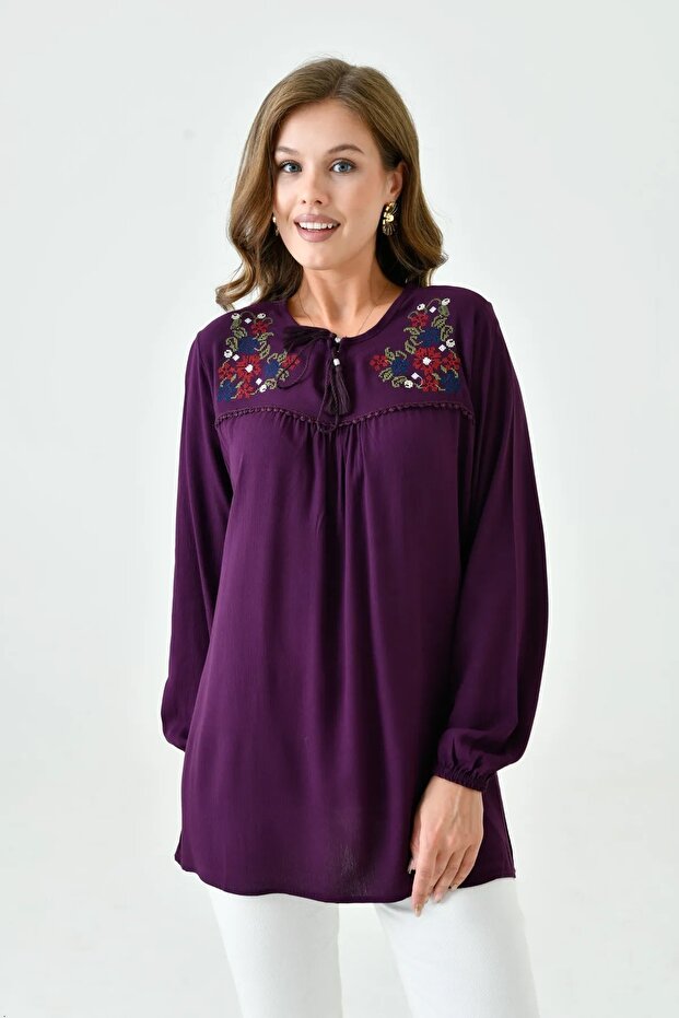 Lifera Şile Fabric Embroidered Mother Blouse