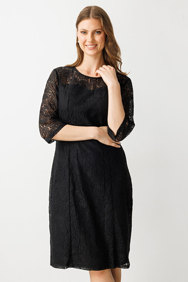 Dantelli Astarlı Elbise - 5