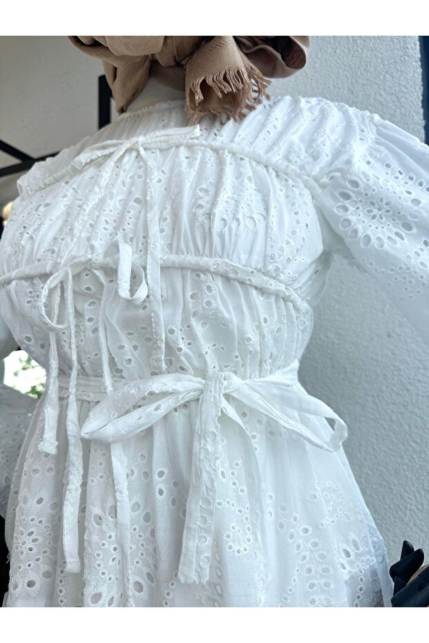 Hooops Elbise Beyaz - 5