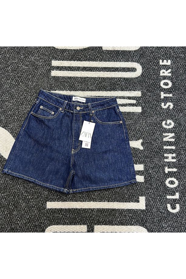 Yüksek bel denim jean şort - 3