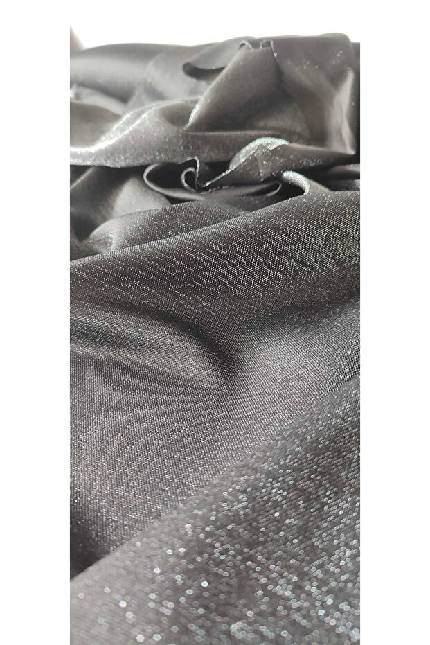 Simli Örme Pırıltılı Kumaş Siyah - 2