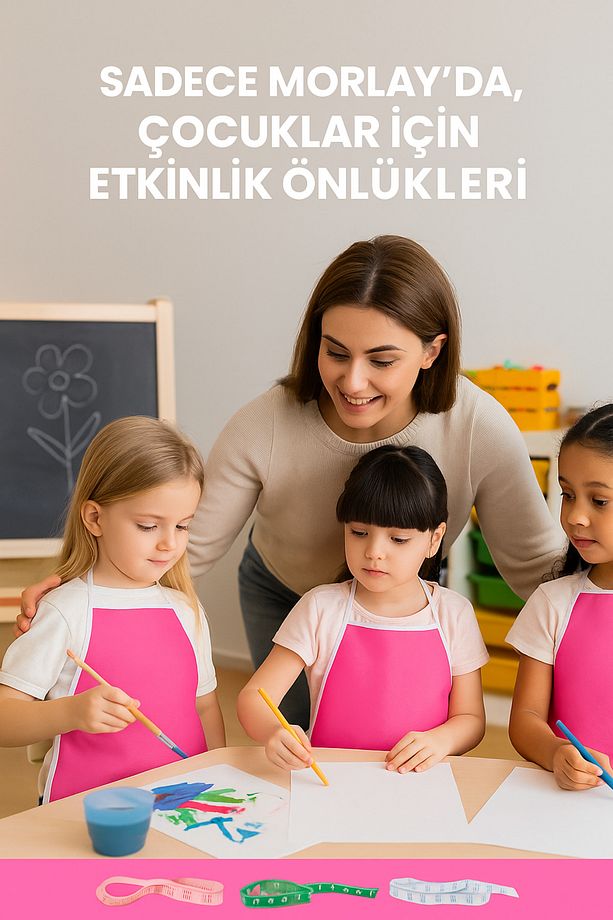 6 Adet Çocuklar İçin Renkli Etkinlik Boyama Önlükleri - Su Geçirmez ve Dayanıklı & 30x50 cm 2-8 Yaş - 3