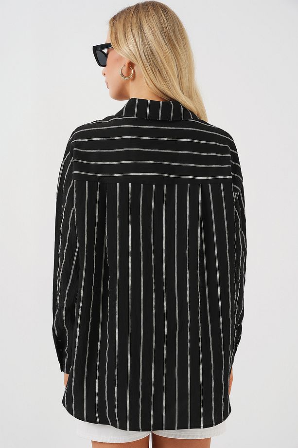 3900 Oversize Uzun Basic Gömlek - C. Siyah - 7