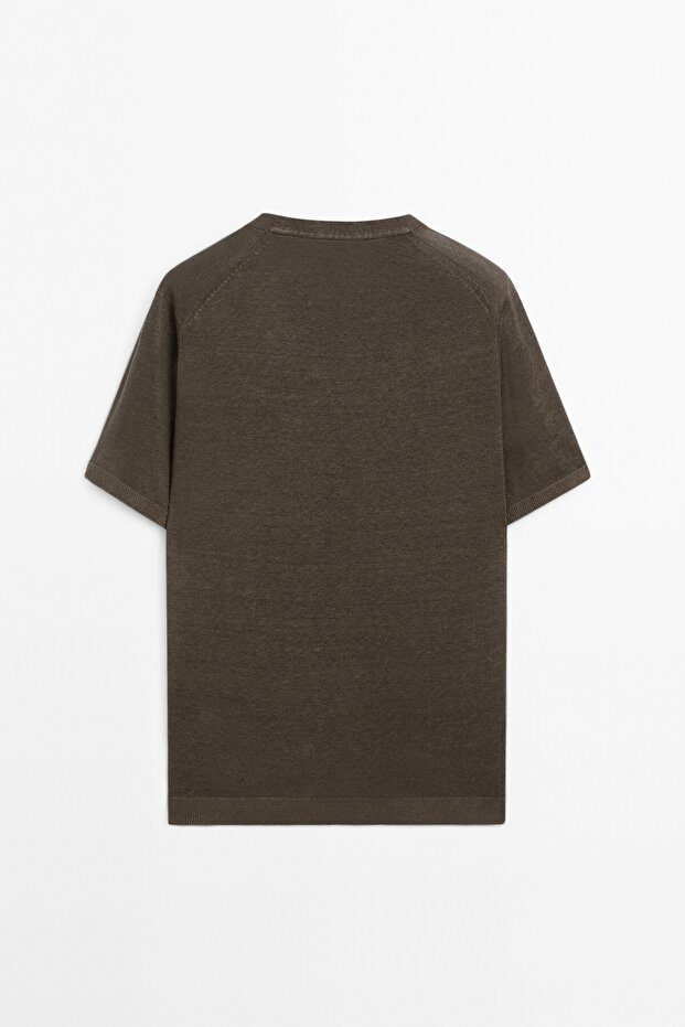 %100 keten triko t-shirt - 8