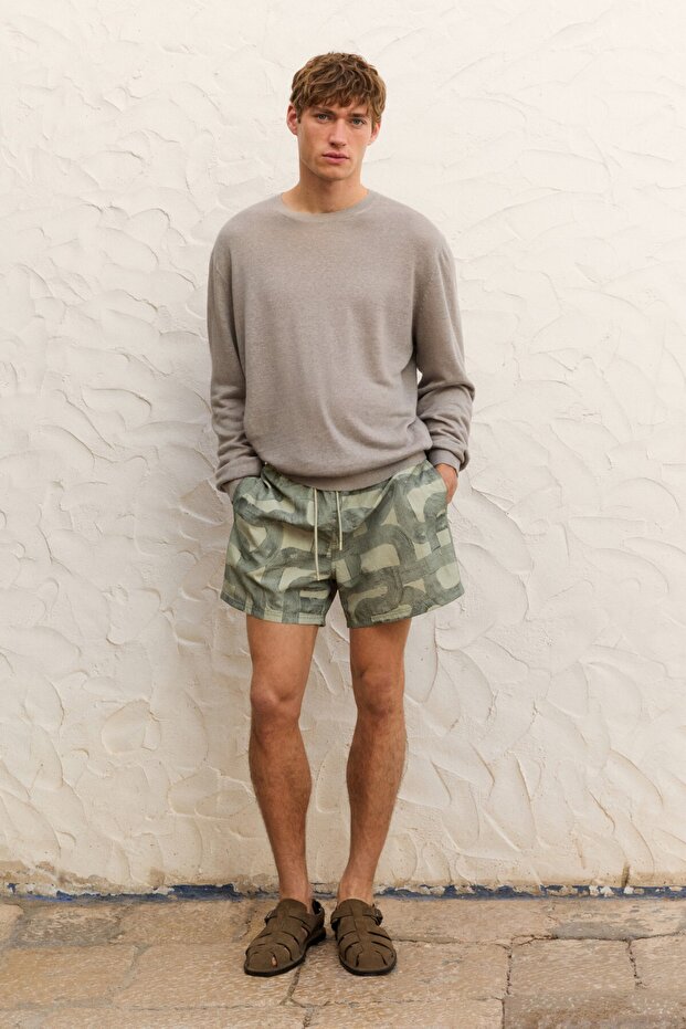 Desenli deniz şortu - 3