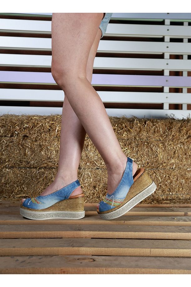 JEANOLOG KOT SANDALET SLIP-ON HASIR DESENLİ TABAN NAKIŞ DETAYLI DERİ İÇ TABAN - 6