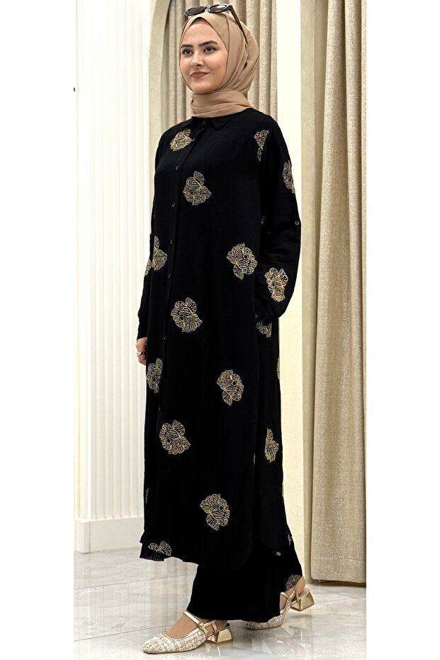 Elva Patterned Cotton Double Set - 4