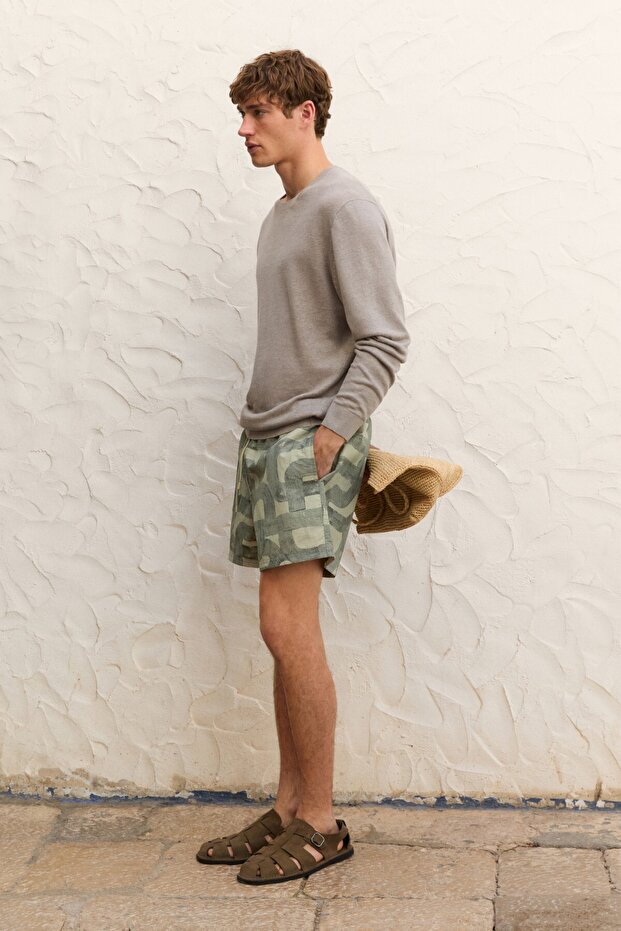 Desenli deniz şortu - 4