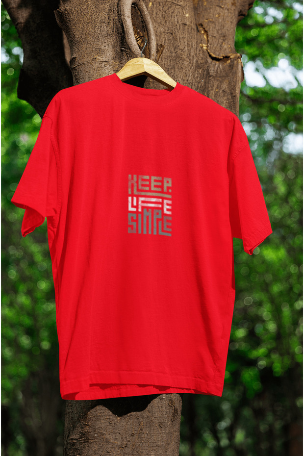 Keep Life Simple Printed Unisex Circle Neck Cotton Oversize Fit Short Sleeve T-Shirt
