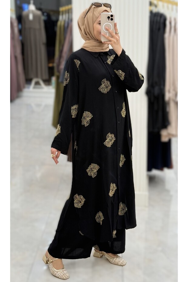 Elva Patterned Cotton Double Set - 2