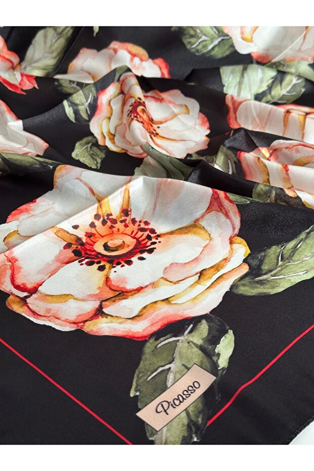 Çiçekli kristal eşarp - 3