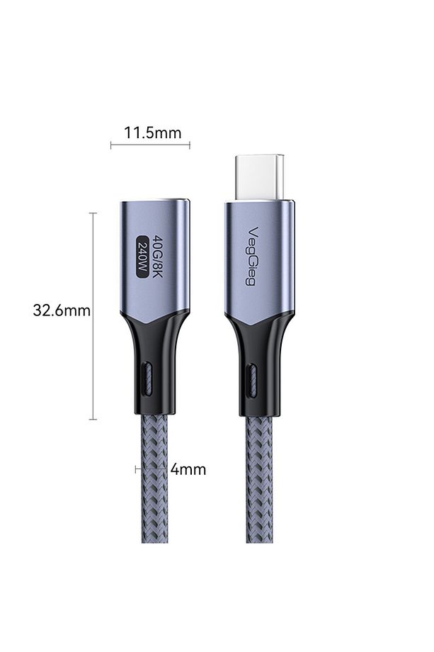Usb 4.0 240w 40gbps E-mark Thunderbolt 4 8k 60hz Type-c Uzatma Kablosu 50 Cm - 4