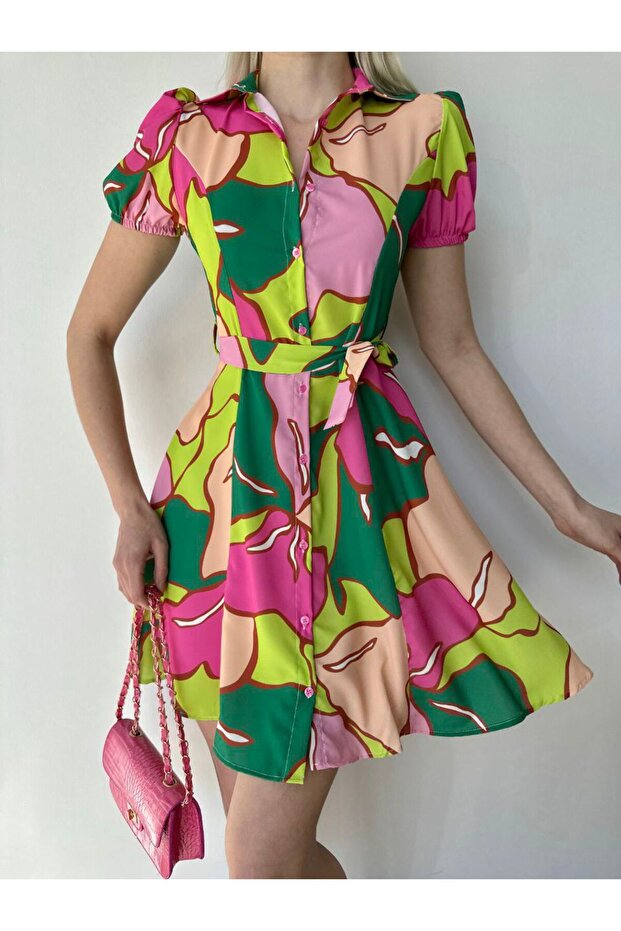 Women's Satin Short Colorful Dress