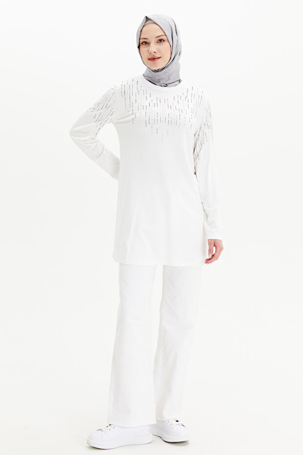 Taşlı Penye Tunik - 1