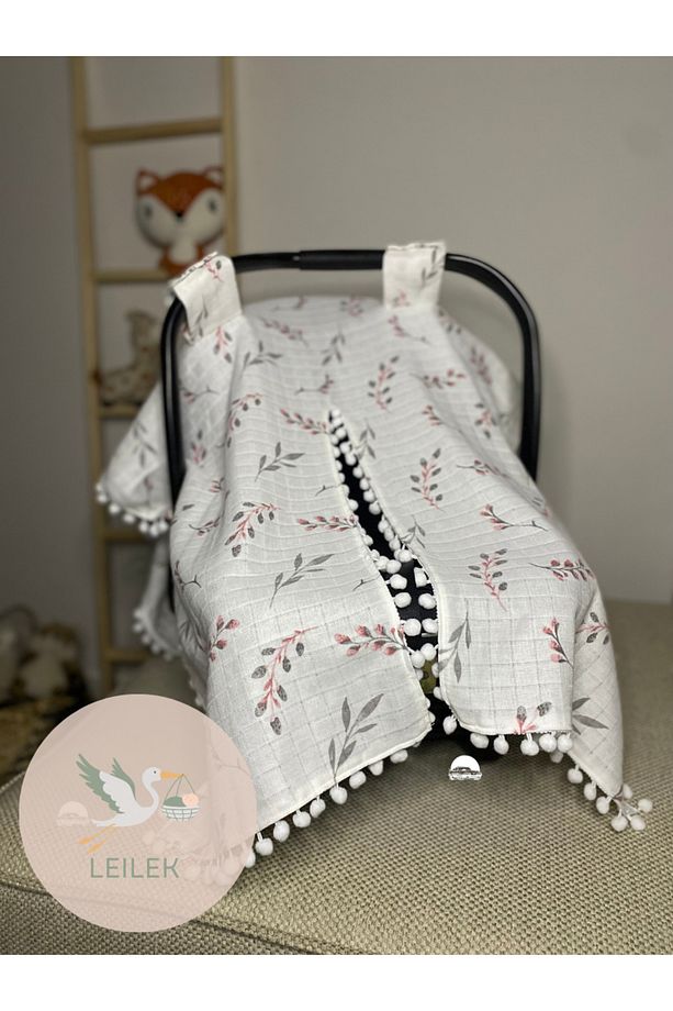 Desenli %100 Pamuk Muslin Puset Örtüsü,Bebek Puset Örtüsü - 1
