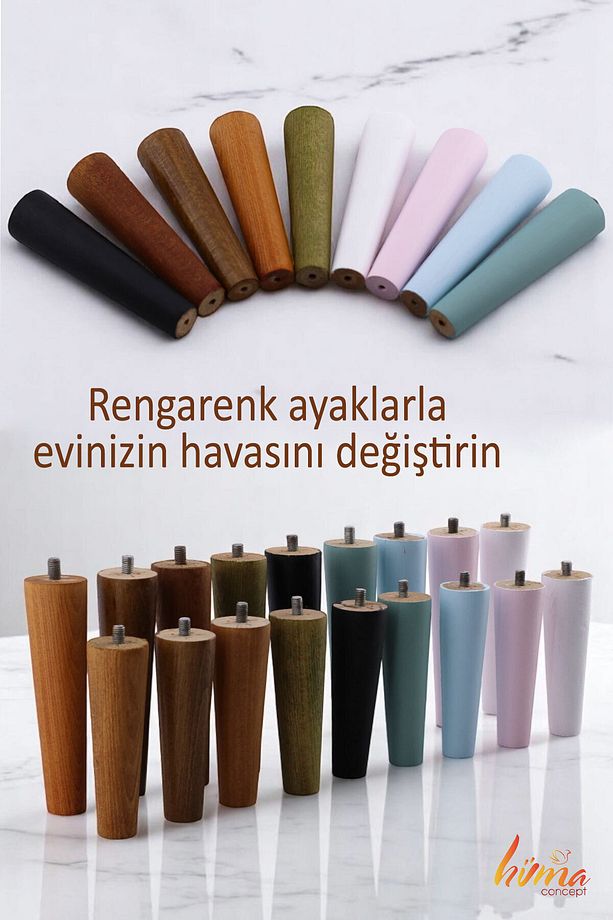 Ahşap Ayak 12 Cm 2'li Set Açık Meşe M8 Civatalı Bağlantı Aparatlı Dolap Mobilya Koltuk Kanepe Destek - 5