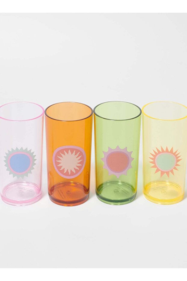 Set of 4 Poolside Tall Plastic Tumbler Rio Sun