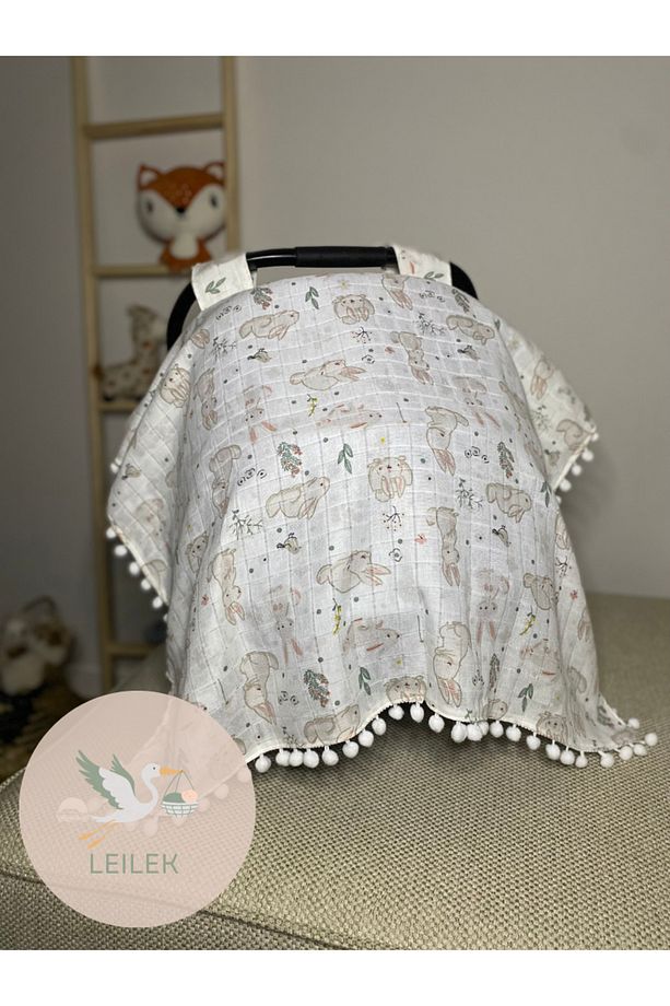 Desenli %100 Pamuk Muslin Puset Örtüsü,Bebek Puset Örtüsü - 2