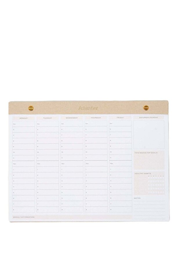 Achievher A4 Ecru Linen Weekly Planner