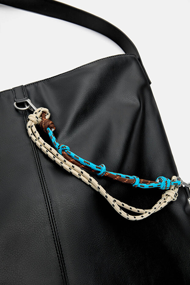 İpli shopper çanta - 6