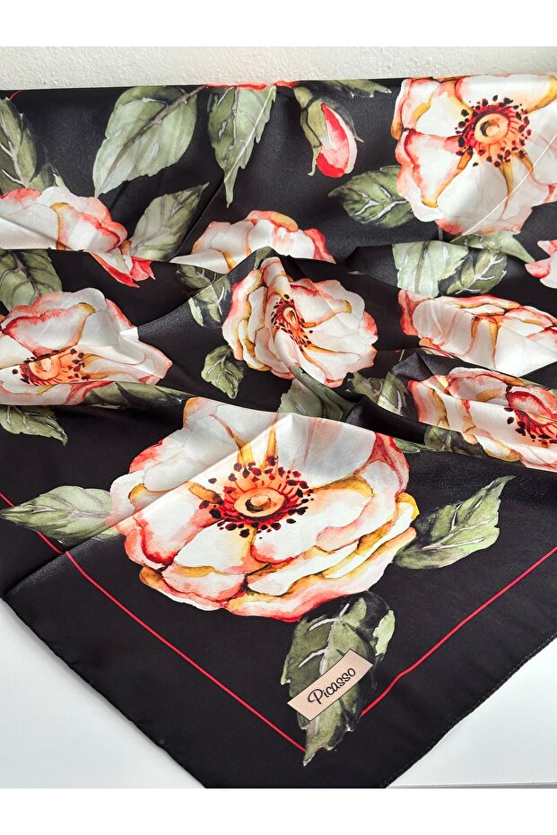 Çiçekli kristal eşarp - 1