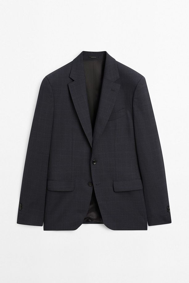 %100 yün kareli klasik blazer - 5