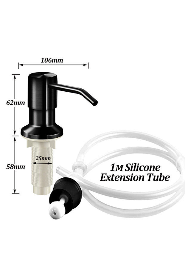1M Black Stainless Steel Soap Dispenser Extension Tube Kit Kitchen Sink Liquid Soap Dispenser Bathro