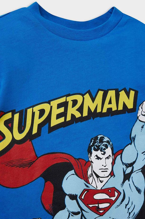 Erkek Bebek Superman Pijama Takımı Kısa Kollu Penye Üst Beli Lastikli Şort E1189a525hs - 3