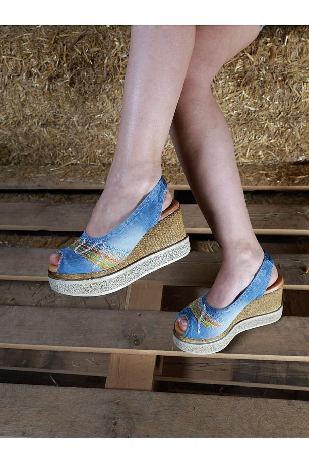 JEANOLOG KOT SANDALET SLIP-ON HASIR DESENLİ TABAN NAKIŞ DETAYLI DERİ İÇ TABAN - 7